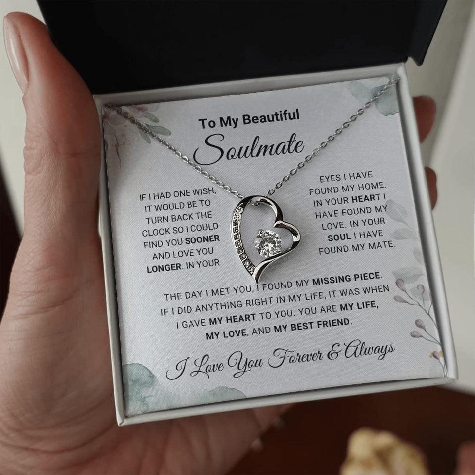 To My Beautiful Soulmate Forever Lover Necklace Jewelry Gift for Wife Anniversary Wedding Gift
