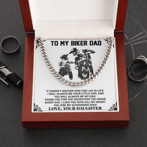 To My Biker Dad Cuban Link Chain Necklace Gift For Biker DadMotorcycle Life Gift From Your Daughter Necklace Gift