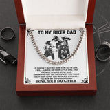 To My Biker Dad Cuban Link Chain Necklace Gift For Biker DadMotorcycle Life Gift From Your Daughter Necklace Gift