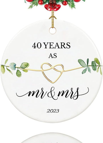40Th Anniversary Ornament, Gifts For 40Th Wedding Anniversary, 40 Year Anniversary Couple Gifts For Parents, Couple,2.9