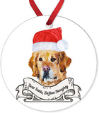 Aroggeld Golden Retriever Christmas Ceramic Ornament Wreath Round Porcelain Keepsake Christmas Tree Decoration Double-Sided Wedding Holidays Party, White-Style-5, 3 Inch