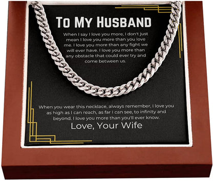 To My Husband Cuban Chain Necklace, Husband Necklace from Wife, Wife Husband Necklace Chain, Birthday Gift for Men