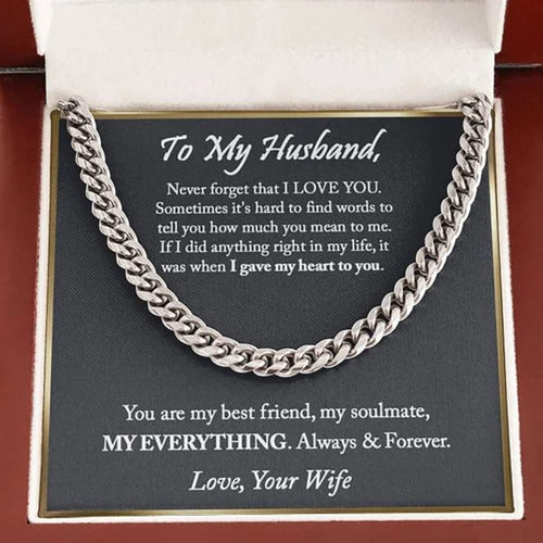 To My Man Husband Boyfriend Stainless Steel Cuban Chain Necklace for Him Romantic s for Him Best Jewelry for Men