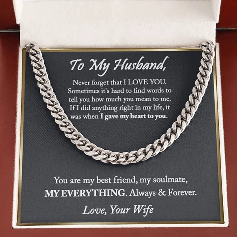 To My Man Husband Boyfriend Stainless Steel Cuban Chain Necklace for Him Romantic s for Him Best Jewelry for Men