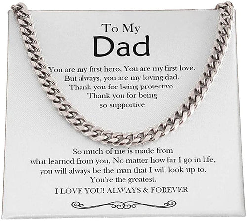 To My Dad You Are My First Hero Cuban Link Chain Necklace For Dad Necklace For Father's Day Gift For Father's Day