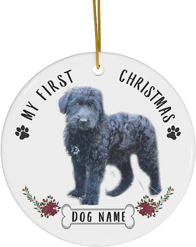 Lovesout Personalized Name Custom Year Sheepadoodle Blue Puppys New Years 2024 Decorations Gifts First  Christmas Tree Ornaments Circle Ceramic