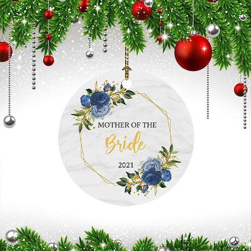 Mother Of The Bride Ornament  Christmas Keepsake Wedding Day Bridal Shower Party Gift Ideas Mom Couple Married Wedding Decoration Engaged Daughter Mom Ornament For Xmas Tree Decoration