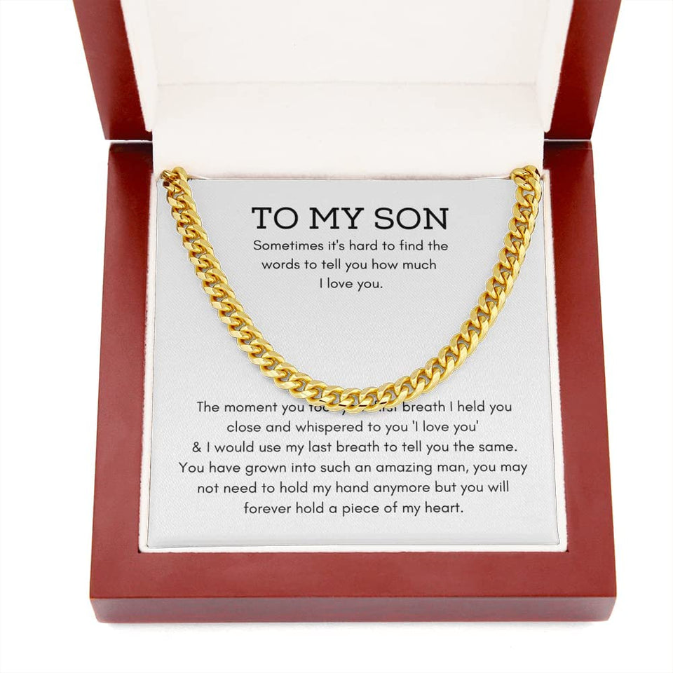 To My Son For Son Cuban Link Chain Son Present Message For Son From Mom To Son From Dad