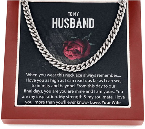 To My Husband Cuban Chain Necklace Wife Husband Necklace Chain Custom Jewelry Valetine Gift Ideas for Him for Men