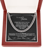 To My Son from Mom Necklace Look Right Beside You - Necklace Gift for Son from Mom, Cuban Chain Necklace for Son,Birthday
