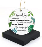 Friendship Christmas Ornament  Round Christmas Tree Ornaments Keepsake Gifts For Friends Home Decor Flat Circle Ceramic Ornament 3" With A Gift Box