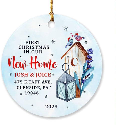 Personalized 1St Xmas In New Home Ornament, Custom Names & Address Ornament, Housewarming Ornament Gift For Newlyweds, Couples Home Ornament , Our First Home Ornament, New House Ornaments