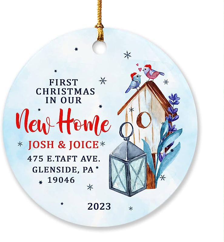 Personalized 1St Xmas In New Home Ornament, Custom Names & Address Ornament, Housewarming Ornament Gift For Newlyweds, Couples Home Ornament , Our First Home Ornament, New House Ornaments