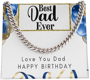 Love You Dad Happy Birthday Cuban Link Chain Necklace For Dad Necklace For Father's Day Gift For Father's Day Cuban