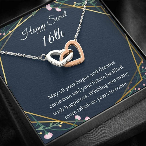 16th Birthday Neaklace Interlocking Hearts Necklace Happy Sweet 16th 16th s for Girls Sweet 16 Necklace Gift For 16