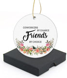 Coworker Christmas Ornaments -Coworkers By Chance Friends By Choice-Round Ceramic Christmas Tree Ornament Keepsake Collectible Coworkers Friendship Gift Xmas Ornament 3 Inch With A Gift Box