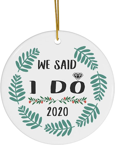 Personalized Name Custom Year We Said I Do  Christmas Tree Ornaments Gifts New Years 2024 Decorations Circle Ceramic