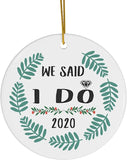 Personalized Name Custom Year We Said I Do  Christmas Tree Ornaments Gifts New Years 2024 Decorations Circle Ceramic
