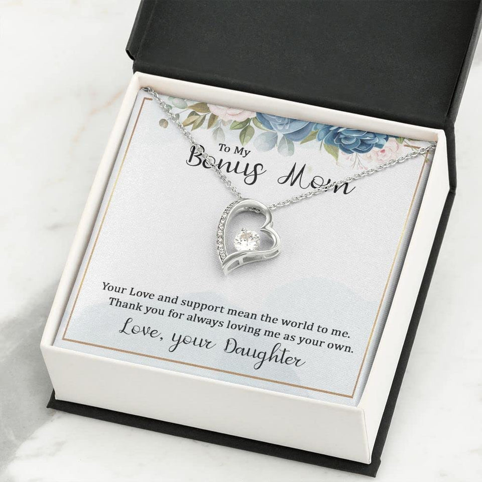 to My Bonus Mom Forever Love Pendant Necklace