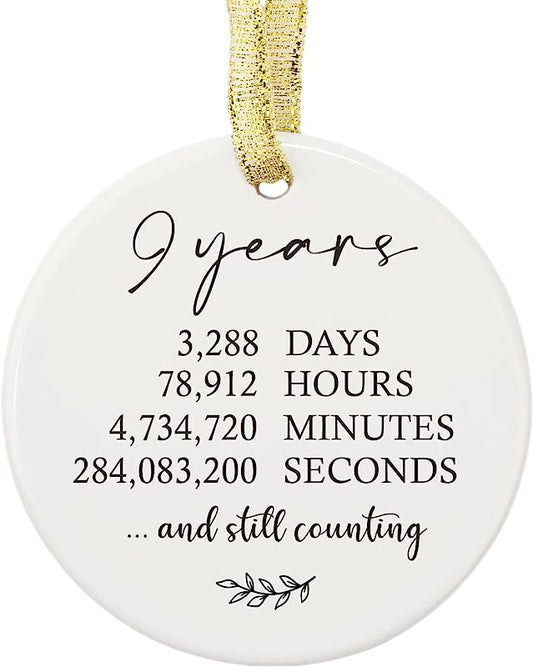 9 Years Anniversary Wedding Ornament For Couple, Still Counting 9Th, Christmas Keepsake Decor Gift, Xmas Tree Decoration, Marriage Keepsake Gift For Couple, Parent, Women, Wife, Husband