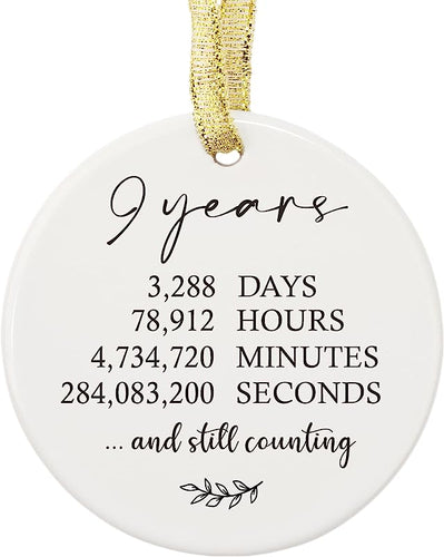 9 Years Anniversary Wedding Ornament For Couple, Still Counting 9Th, Christmas Keepsake Decor Gift, Xmas Tree Decoration, Marriage Keepsake Gift For Couple, Parent, Women, Wife, Husband