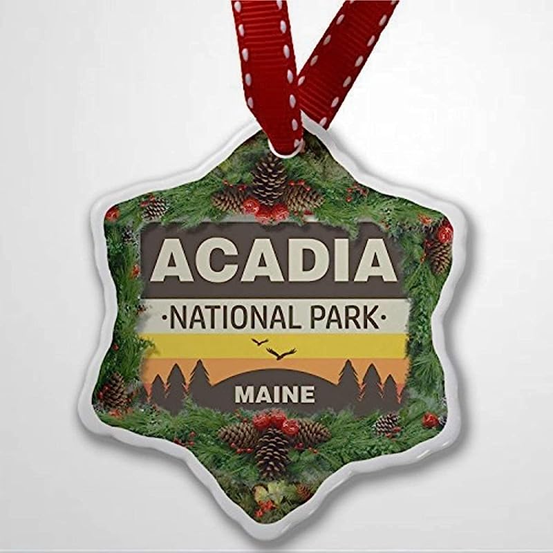 Christmas Ornament National Park Acadia Christmas Ornaments Round Porcelain Best Memory Funny Gift For Birthday Keepsake Hanging