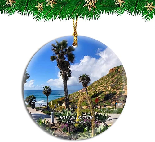 Solana Beach California Usa Christmas Ornament Travel Souvenir Personalized Christmas Tree Pendant Hanging Decoration