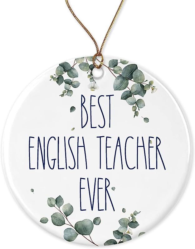 English Teacher Ornament, Best Ever Christmas Gift For Teacher, Birthday Gift, Anniversary, Ornament Printed On Both Sides, White