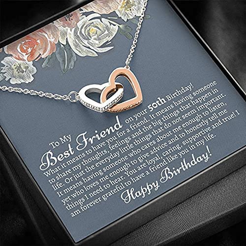 50th Birthday Necklace Handmade Necklace - Happy Birthday Interlocking Hearts Necklace Meaningful Best Friend Gift