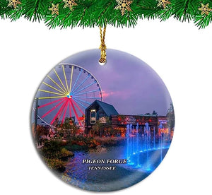 Pigeon Forge Tennessee Usa Christmas Ornament Travel Souvenir Personalized Christmas Tree Pendant Hanging Decoration