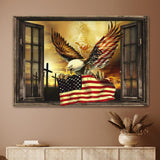 Amazing Eagle Through The Windows Jesus American Flag - Matte Canvas