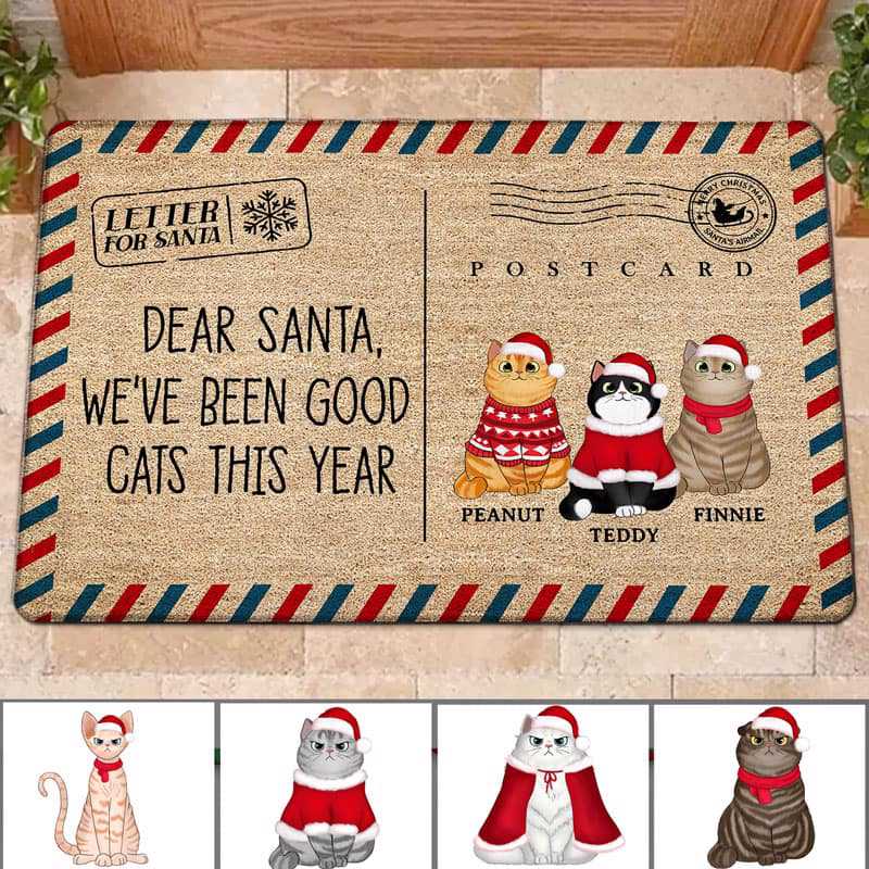 Letter To Santa Cats Personalized Doormat