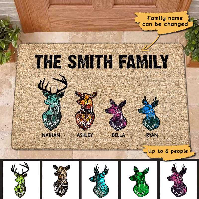 Deer Hunting Family Personalized Doormat