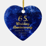 65Th Sapphire Wedding Anniversary Gold Typography Ceramic Ornament