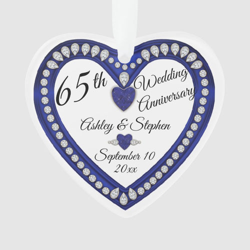 65Th Wedding Anniversary Sapphire Diamond Keepsake Ornament