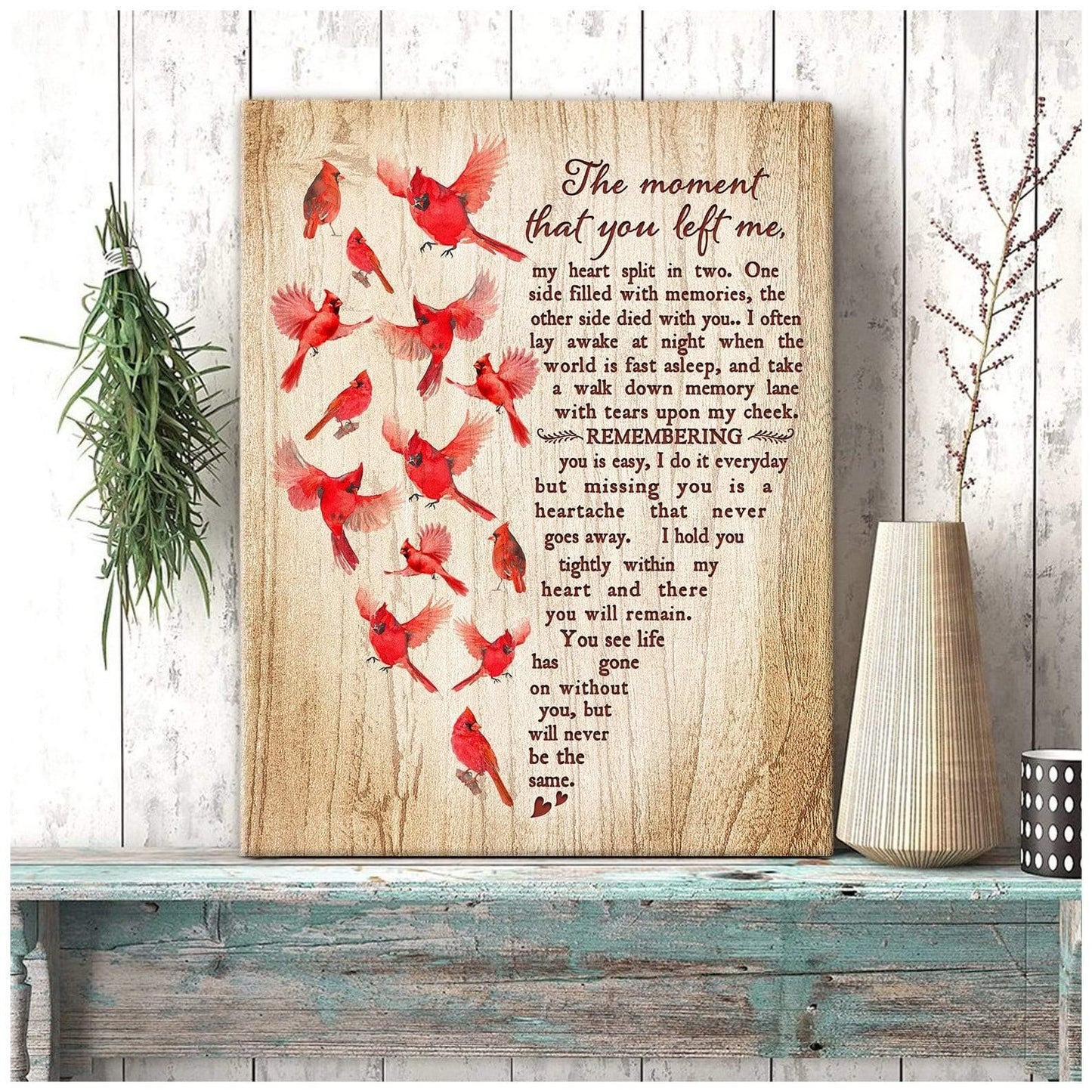 The Moment That You Left Me Cardinal Wall Art Canvas