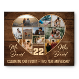 22nd Wedding Anniversary Present, Gift For 22nd Anniversary, Heart Shape Photo Collage