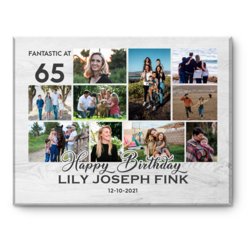 65th Birthday Photo Collage Canvas Print, 65th Birthday Gift