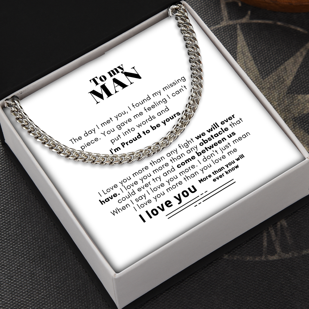 To My Man Cuban Link Chain Necklace - Gift for Man, Husband, Boyfriend, Necklace for Man