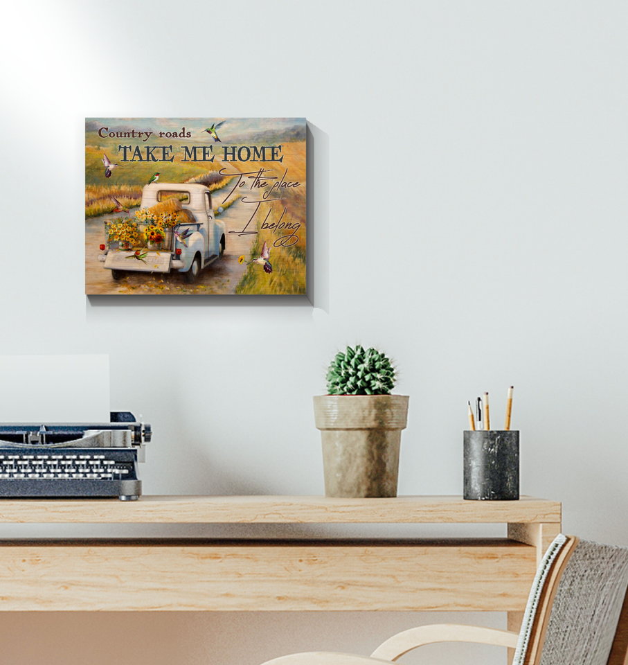 Hummingbird Premium Wall Art Canvas - Country Roads Take Me Home Premium Canvas