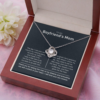 Necklace for Boyfriend's Mom, Gift for Birthday - To My Boyfirend's Mom I Will Love Your Son Forever, Love Knot Necklace