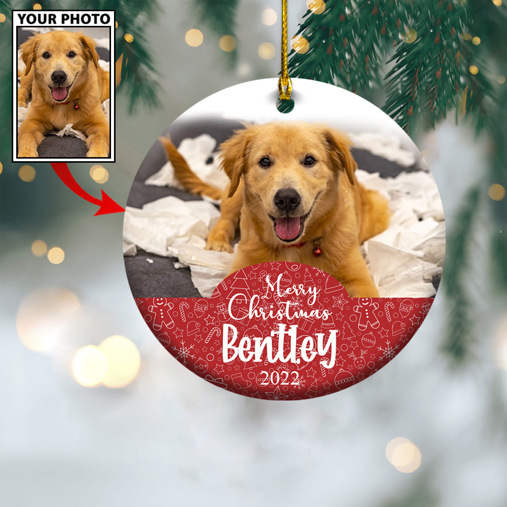 Personalized Gift For Pet Lovers 1st Christmas Custom Image Ceramic Ornament