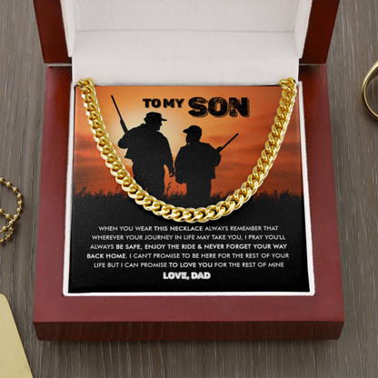 To My Son - Never Forget Your Way Back Home - Cuban Link Chain Necklace