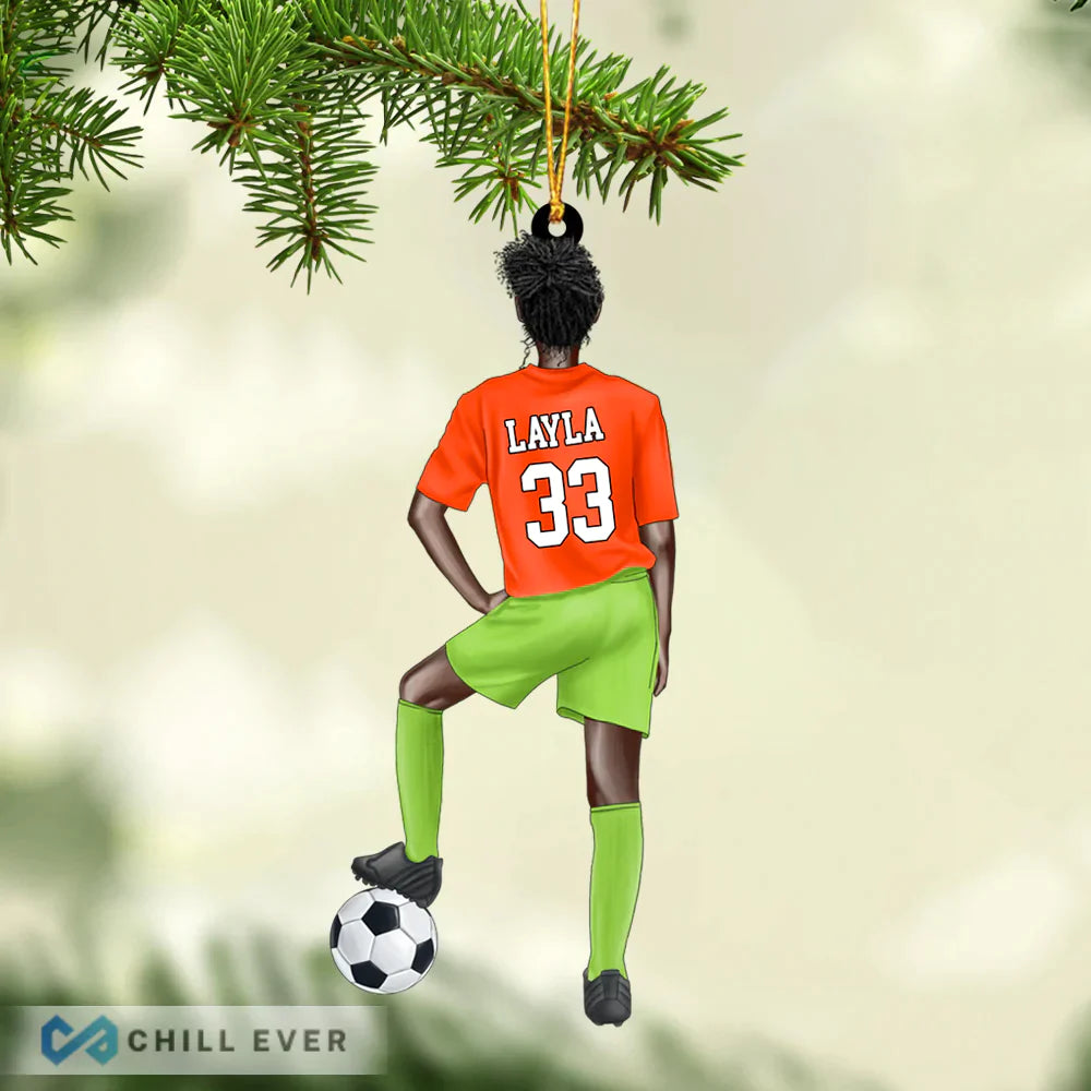 Personalized Soccer Player Christmas Ornament - Custom Shape Ornament