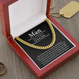 To My Man I Love You More Than You Will Never Know Cuban Link Chain Necklace XL029B