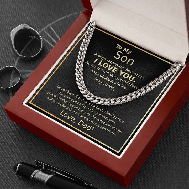 To My Son, I Love You, Cuban Link Chain Necklace