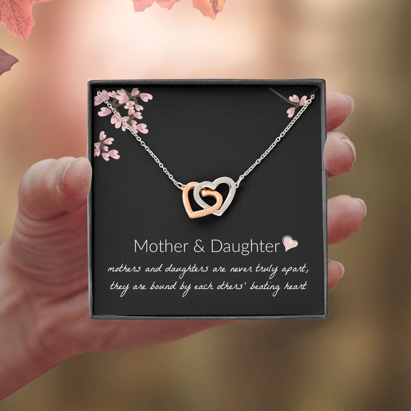Mother and Daughter Necklace - Mother and Daughter Are Never Truly Apart, Gift for Mother and Daughter Interlocking Hearts Necklace - XL051Y