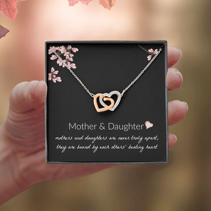 Mother and Daughter Necklace - Mother and Daughter Are Never Truly Apart, Gift for Mother and Daughter Interlocking Hearts Necklace - XL051Y