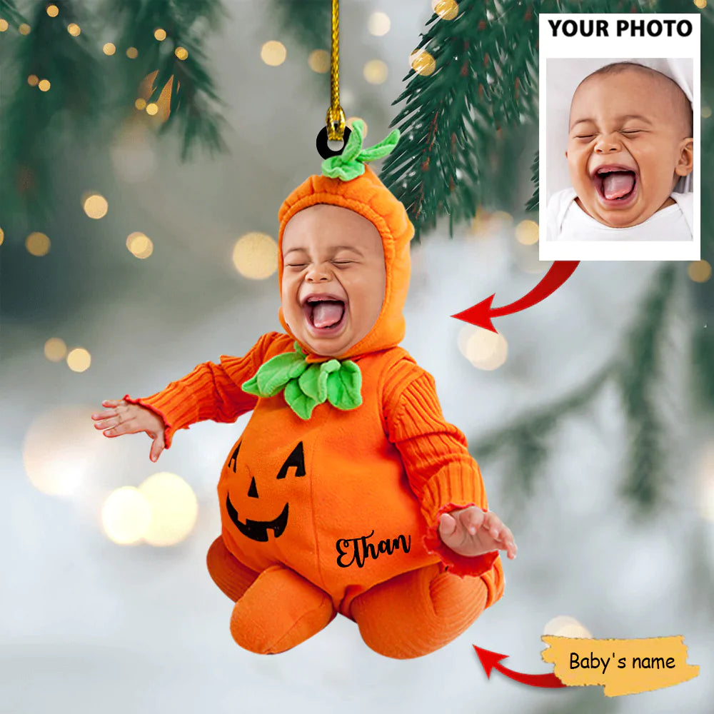 Baby Pumpkin Costum Ornament - Custom Name and Baby
