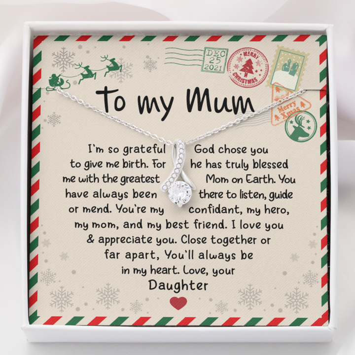 To My Mom Necklace - God Chose You He Has Truly Blessed Mom On Earth - Alluring Necklace